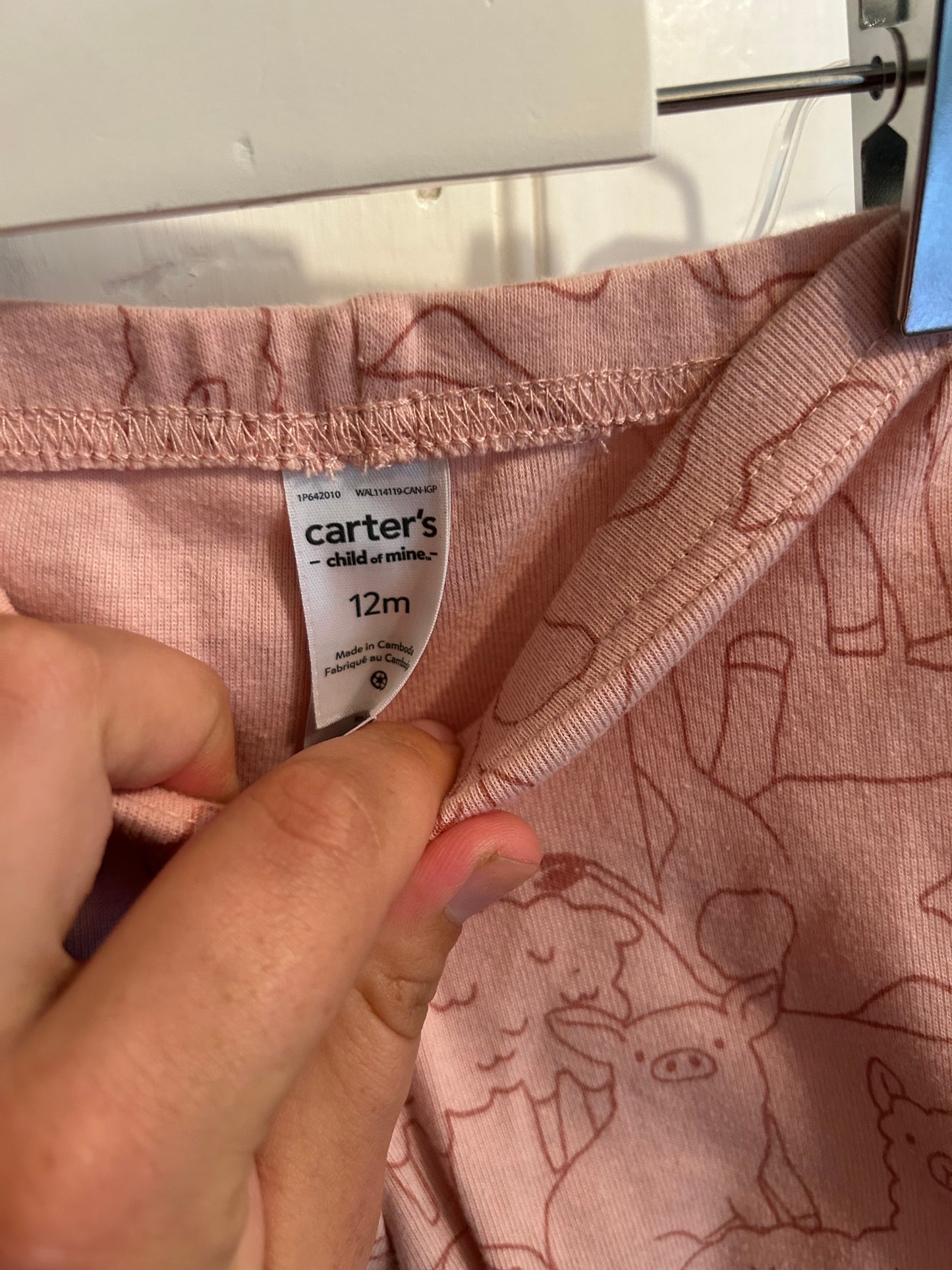 Carters 12m pink farm matching set