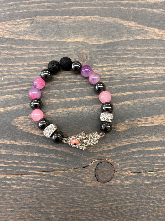 Pink & black spiritual bracelet