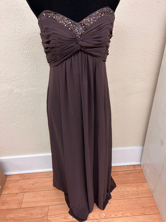 David’s bridal 10 brown strapless maxi formal dress