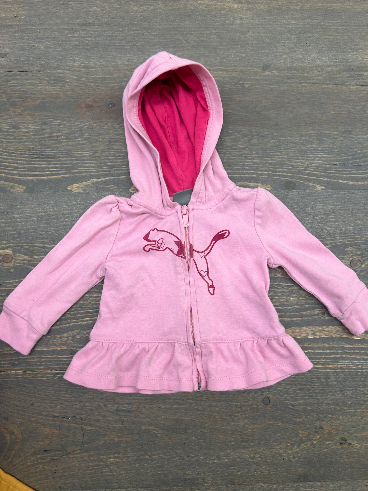 Puma 3/6m pink zip up hoodie