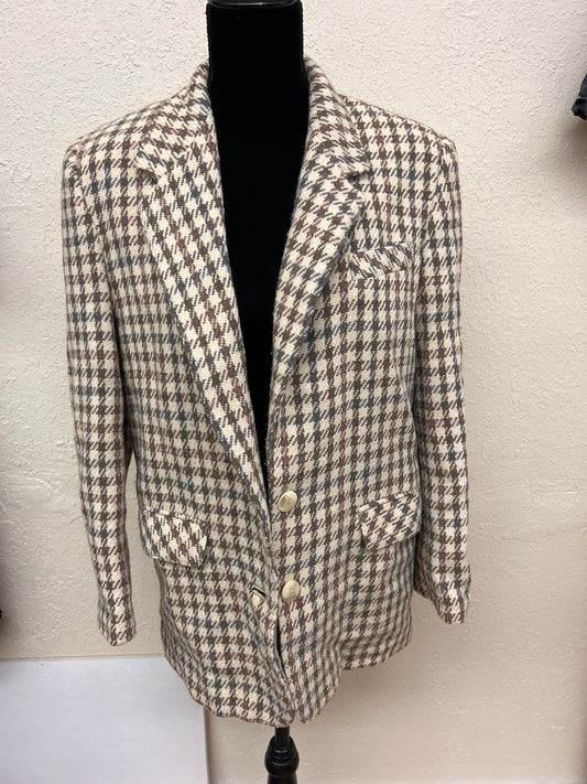 First in fashion 8 brown plaid wool jacket