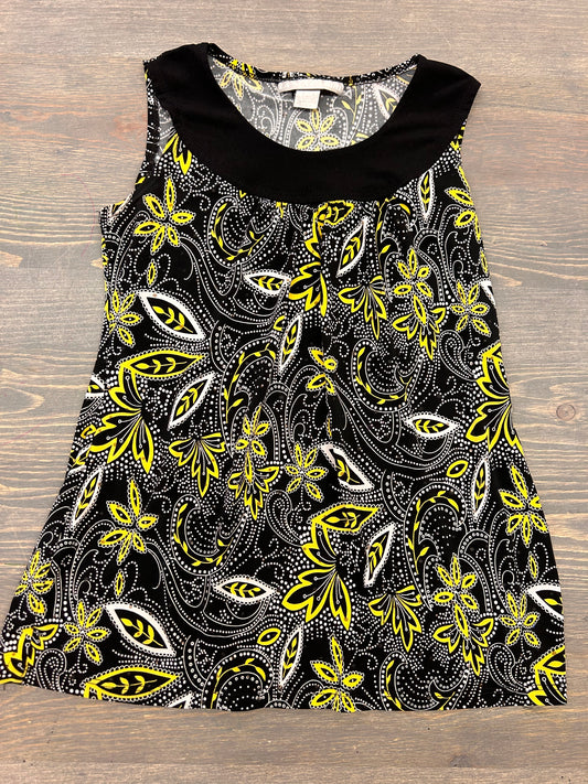 La senza girl medium black & yellow floral tank