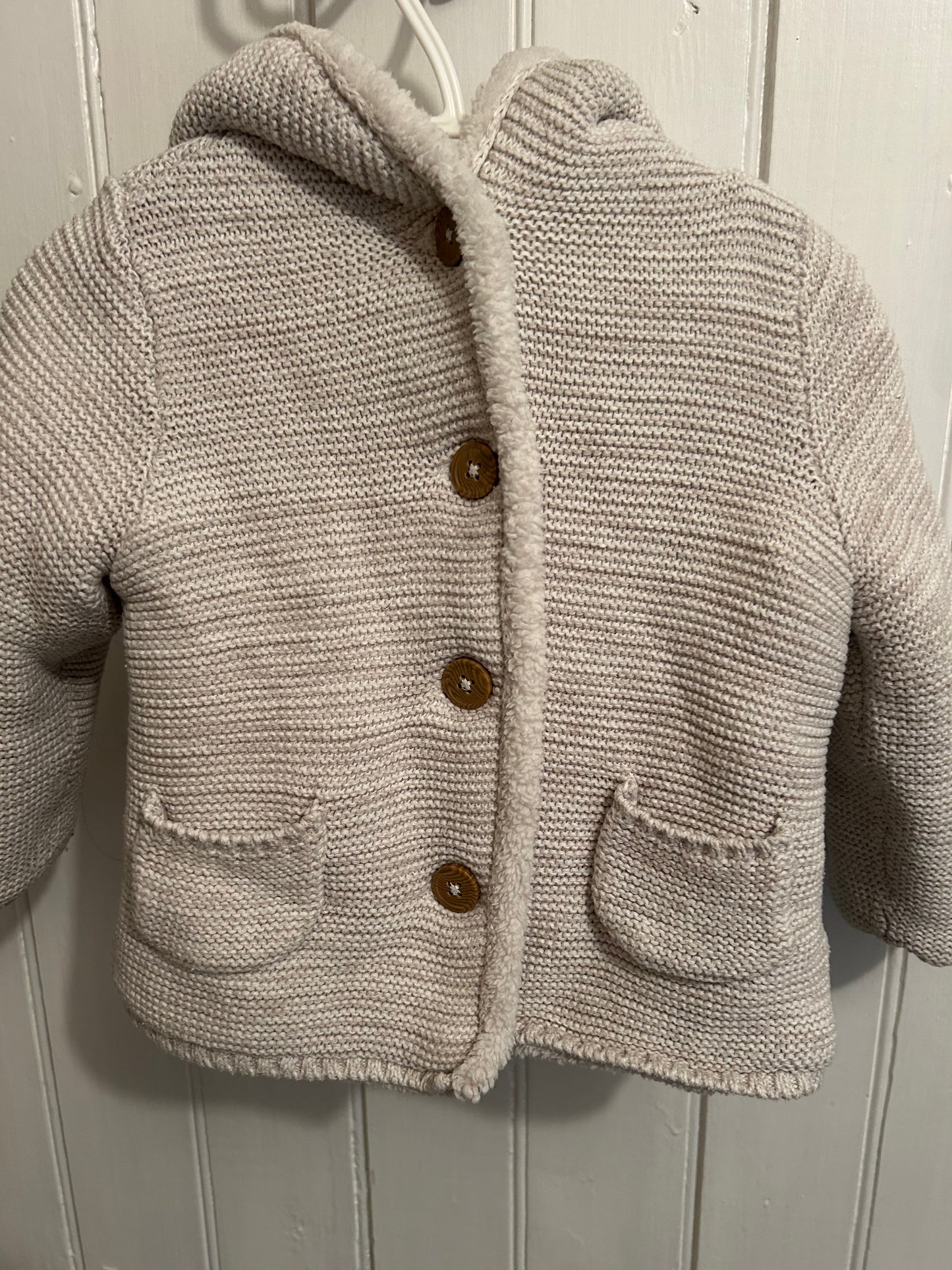 Carters 18m grey knit fleece button up cardigan jacket