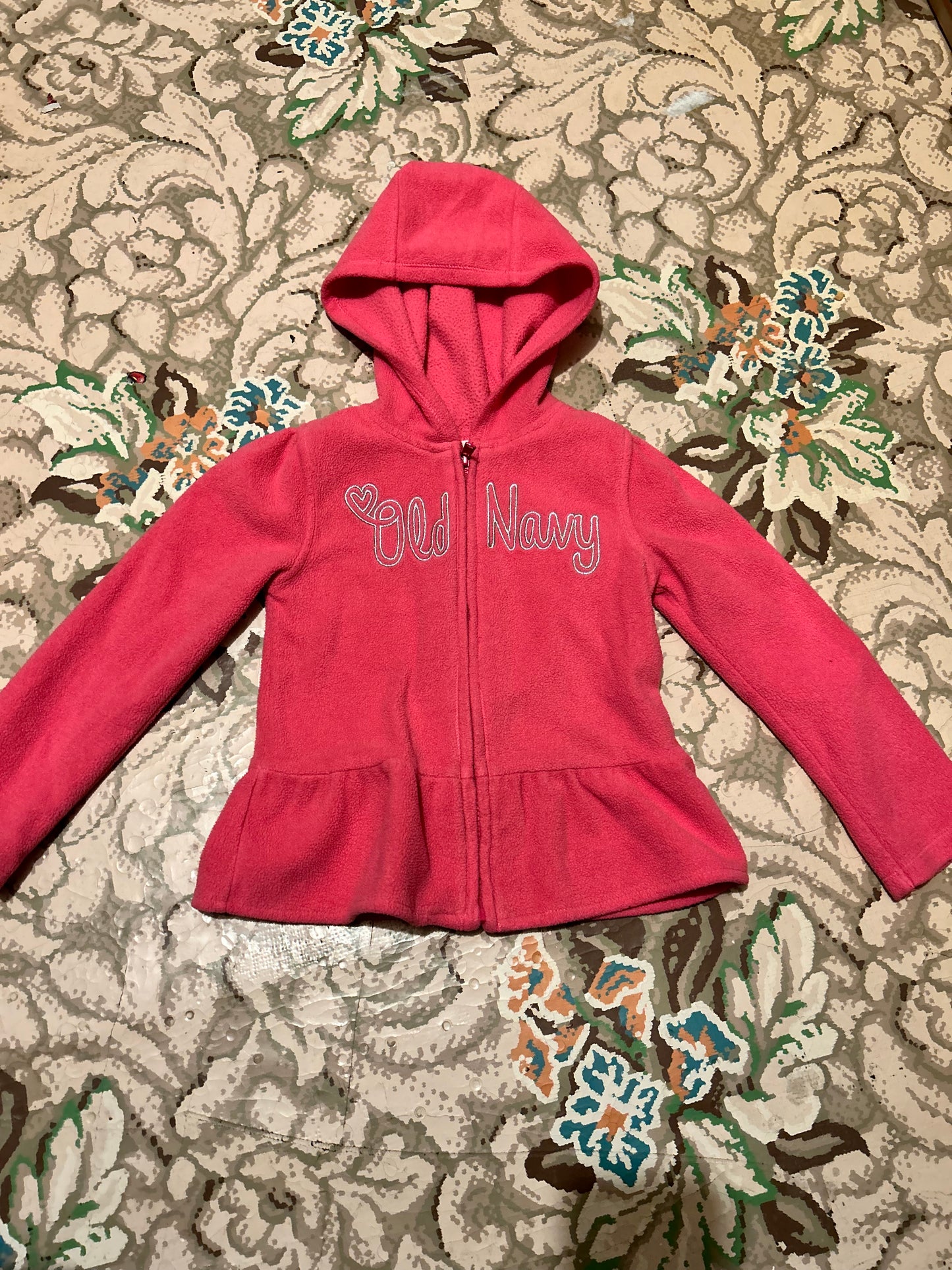 Old navy 5t pink fleece peplum hoodie