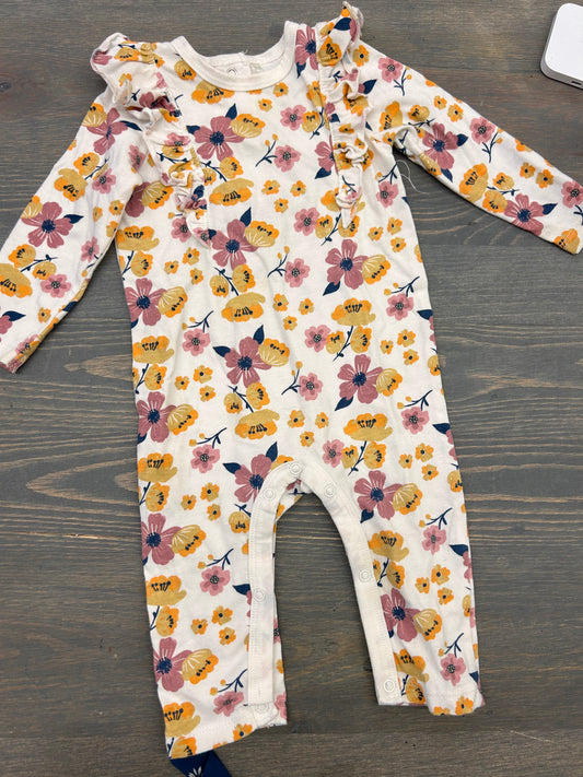 Chick pea 6/9m purple & orange floral romper