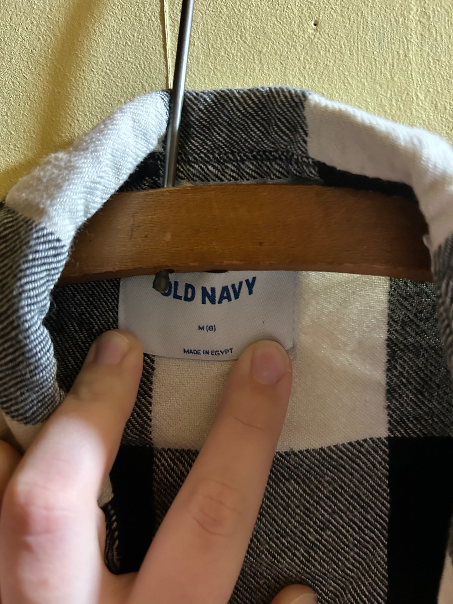 Old navy 8 black & white gingham flannel