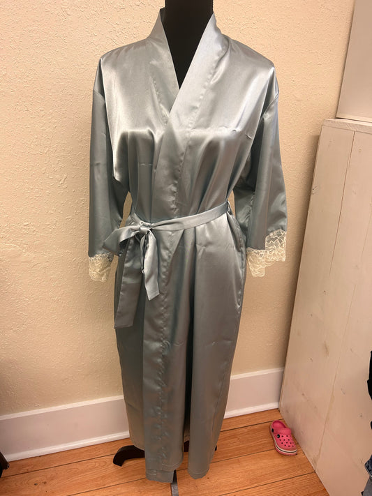 Vanity fair small blue silk lace robe