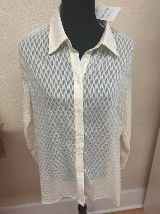 NEW Sadie & sage medium white sheer button up blouse