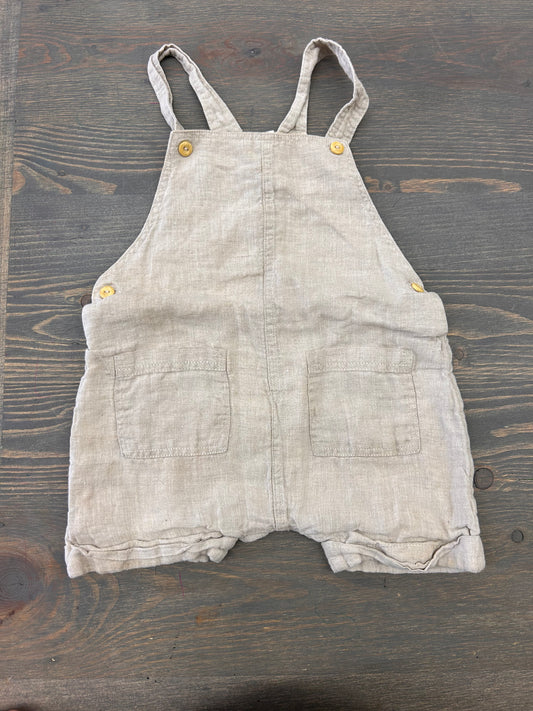 H&M 6/9m tan linen overalls