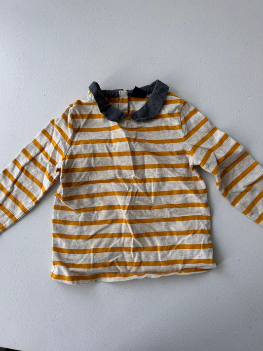 Gap 2t yellow striped collard shirt