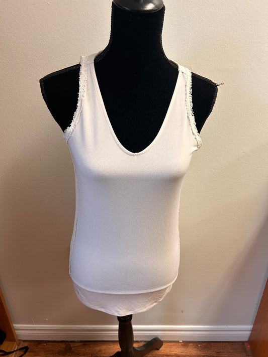 Thyme small white lace trim tank top