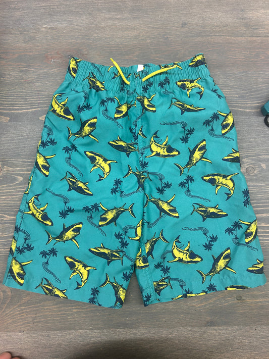 Joe fresh 7/8 blue & green shark swim shorts