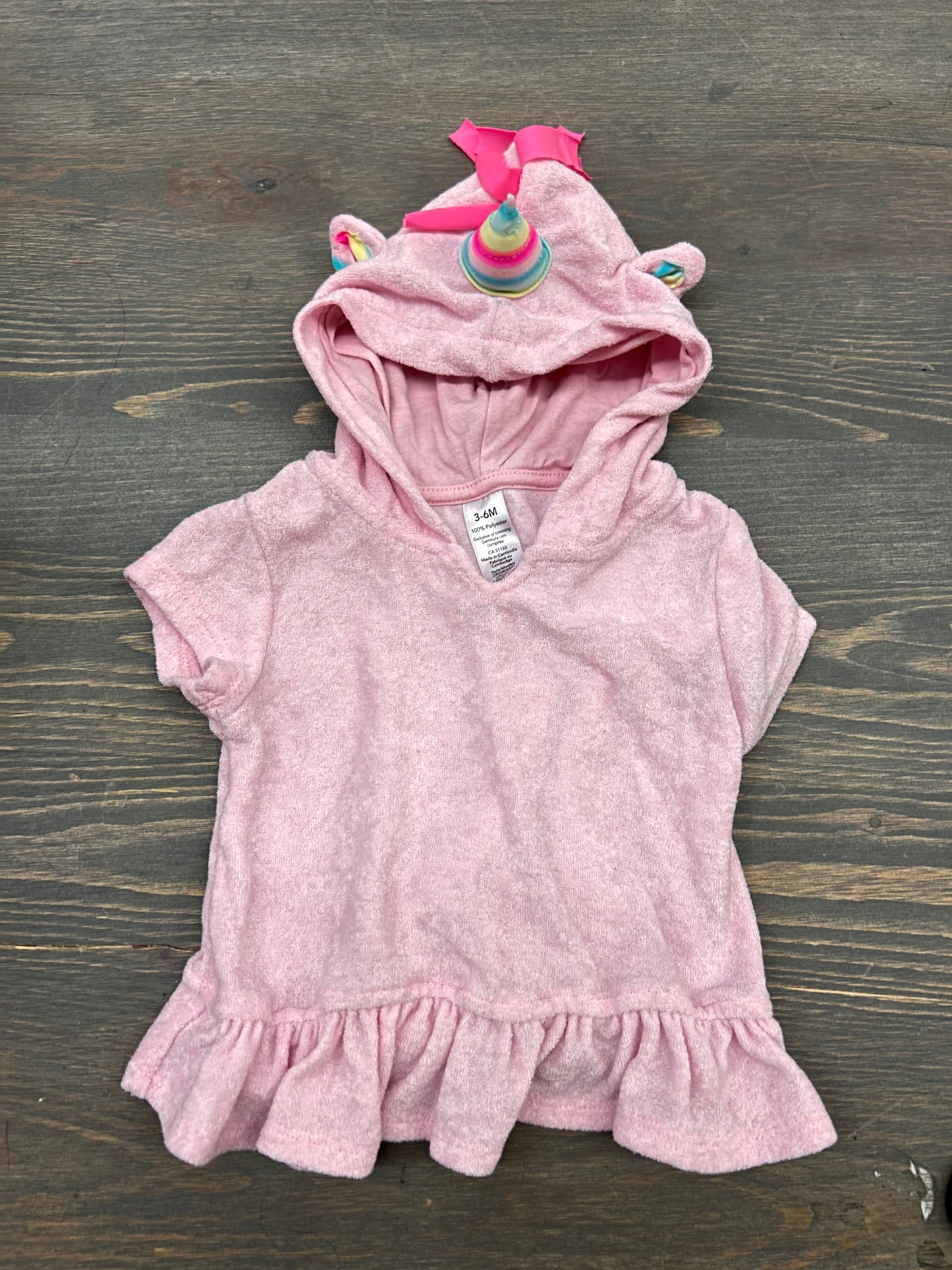 George 3/6m pink unicorn hooded towl beach coverup