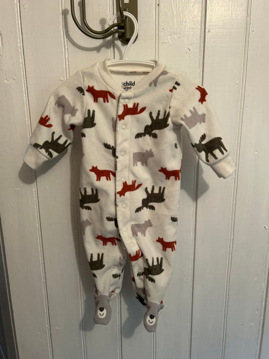 Carters 0/3m neutral wild animal fleece sleeper