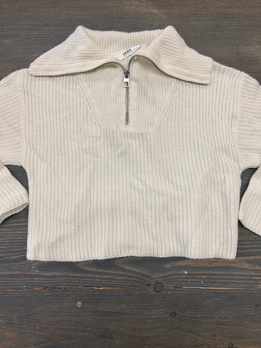 Urban kids 10/12 white knit quarter zip cropped sweater