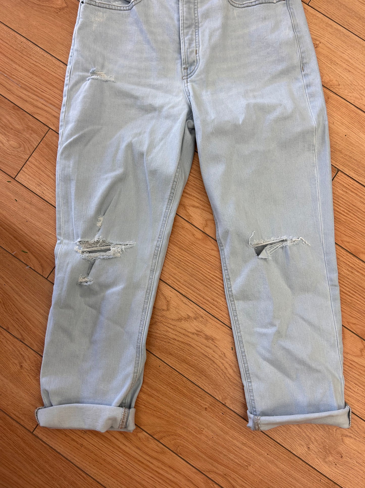 Old navy 12 light wash straight leg distressed jeans