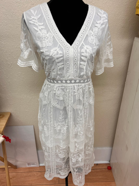 Rebellion large white lace midi dress