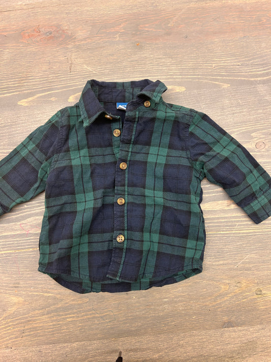 Old navy 3/6m green & blue flannel