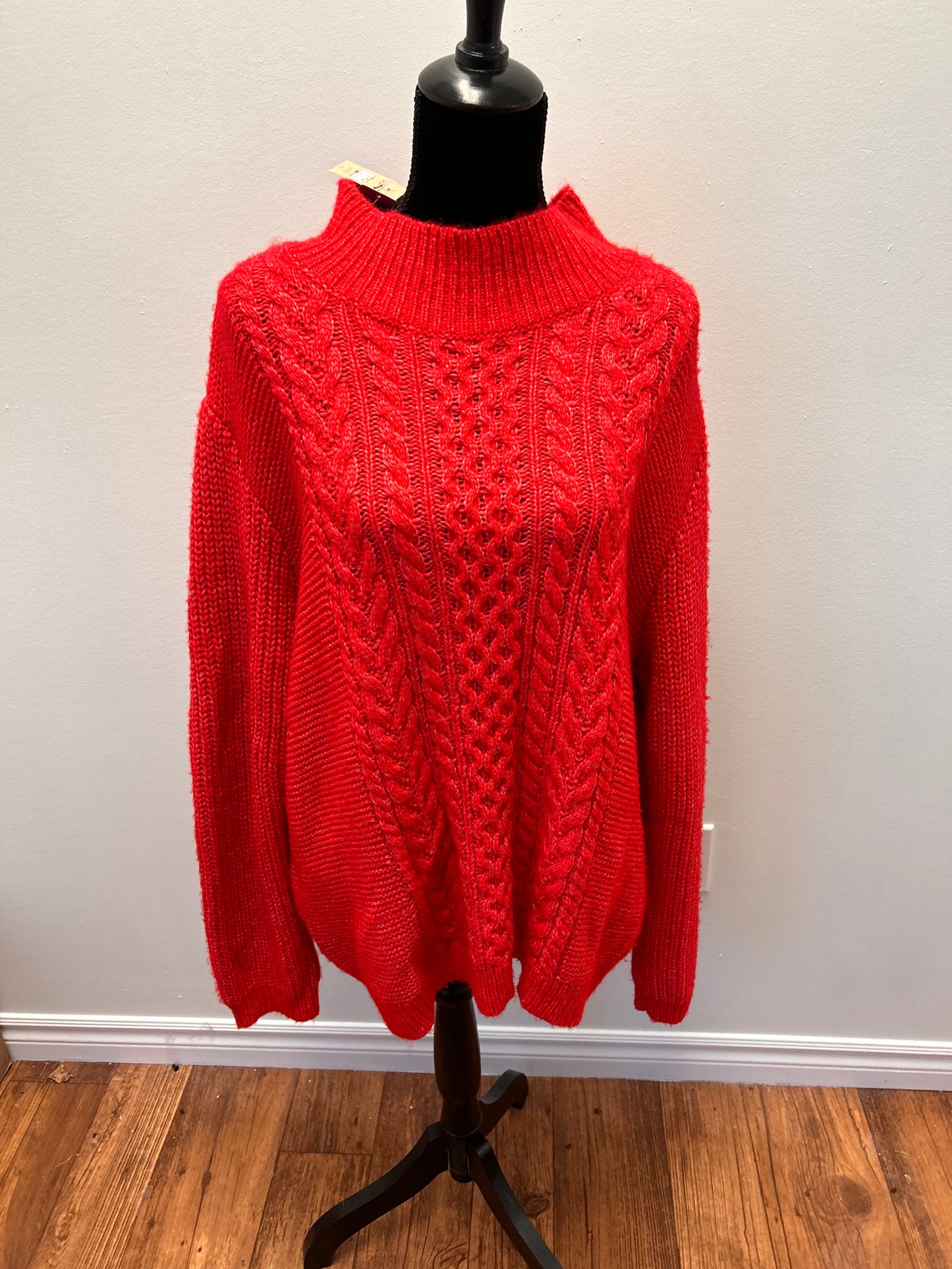 NEW LOFT red knit cowl neck sweater