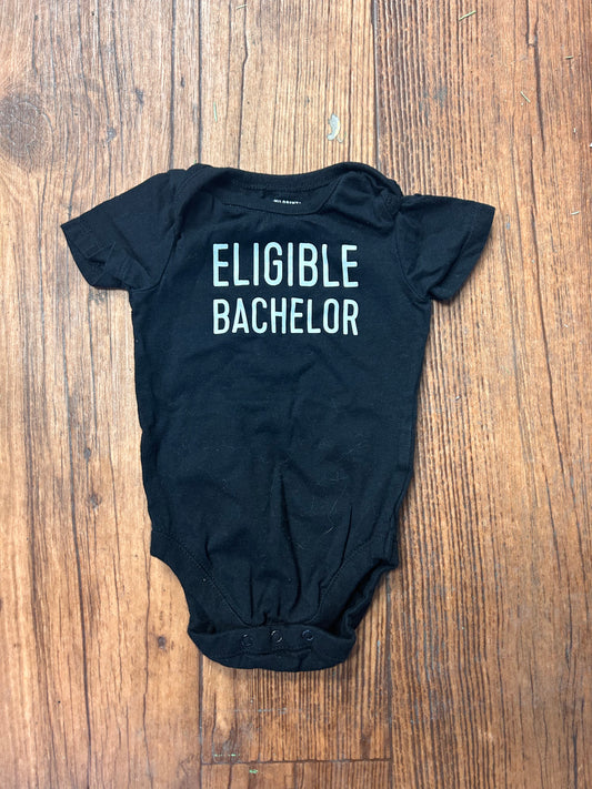 Children’s place 3/6m black bachelor onesie