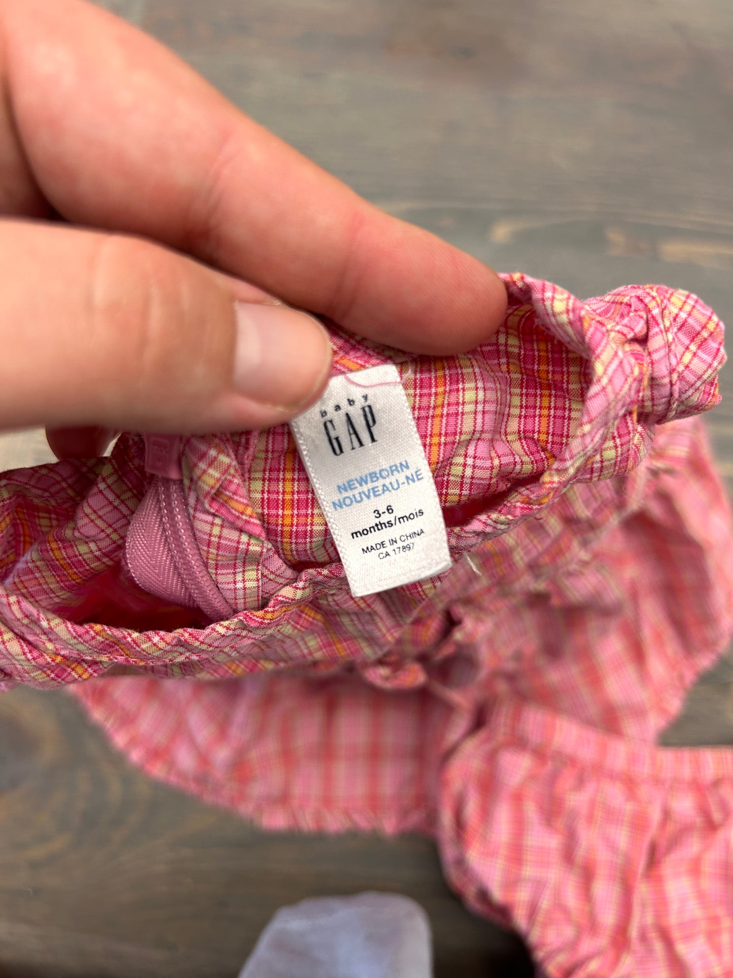 Gap 3/6m pink plaid dress