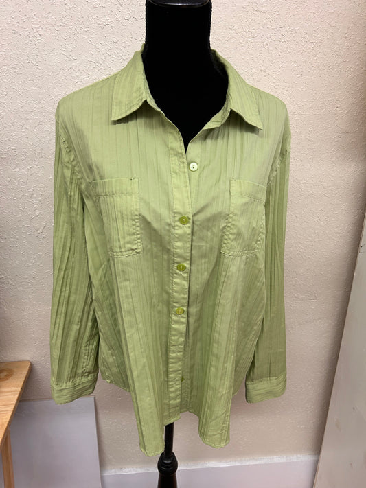 Chicos 3x green button up shirt