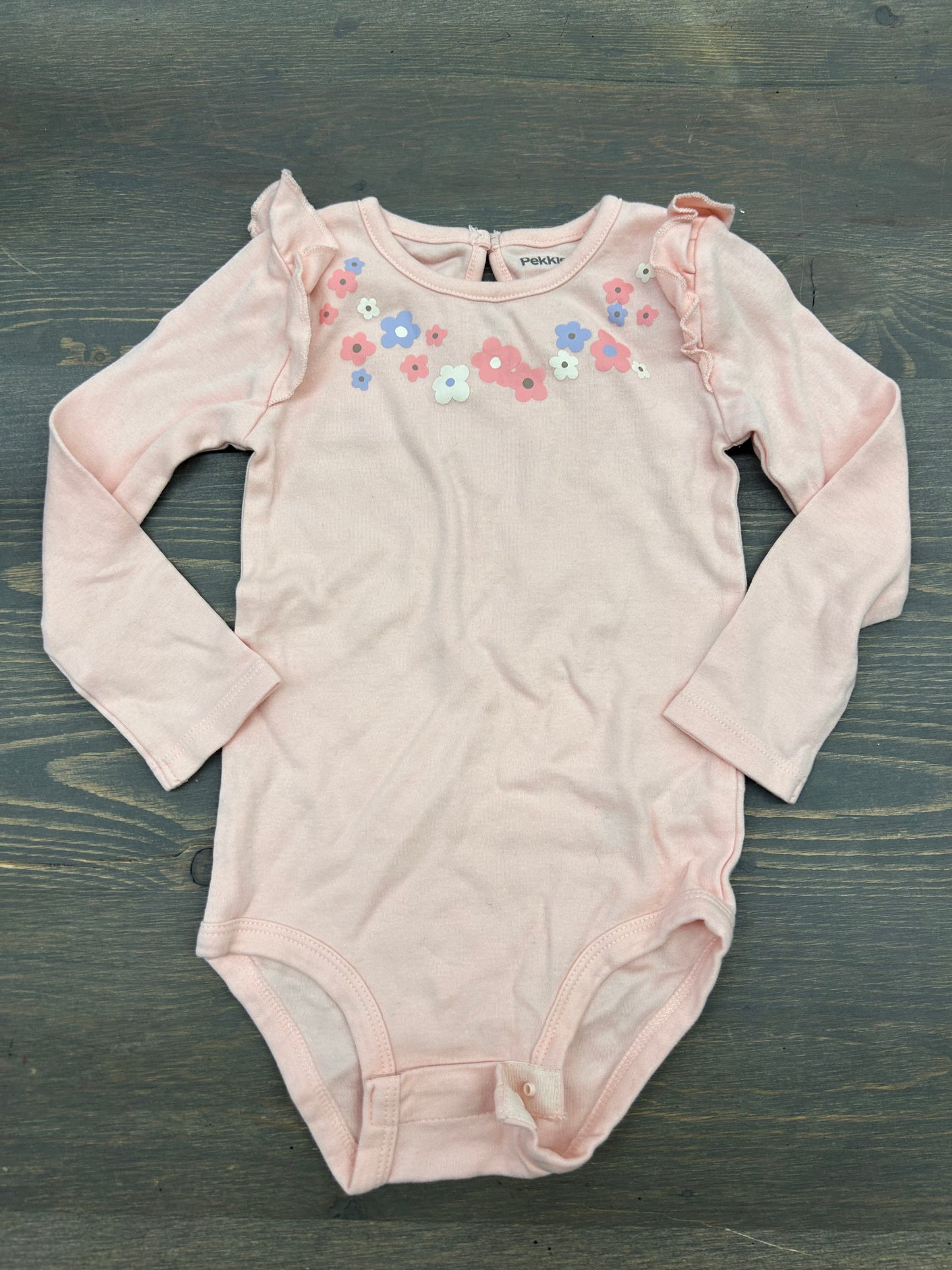 Pekkle 24m pink floral ruffle onesie