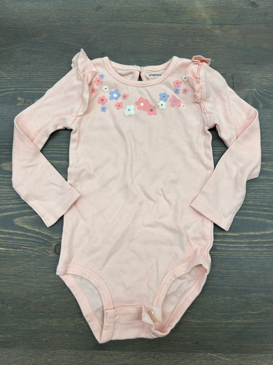 Pekkle 24m pink floral ruffle onesie