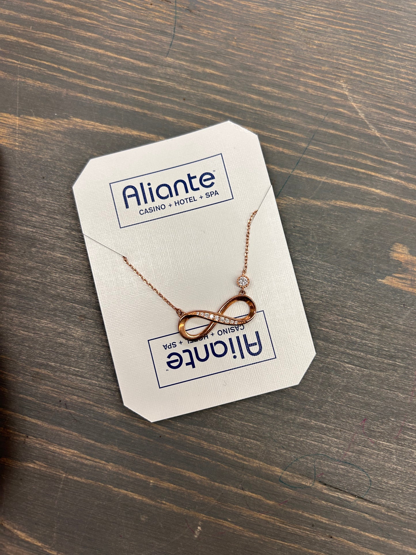 Rose gold infinity necklace