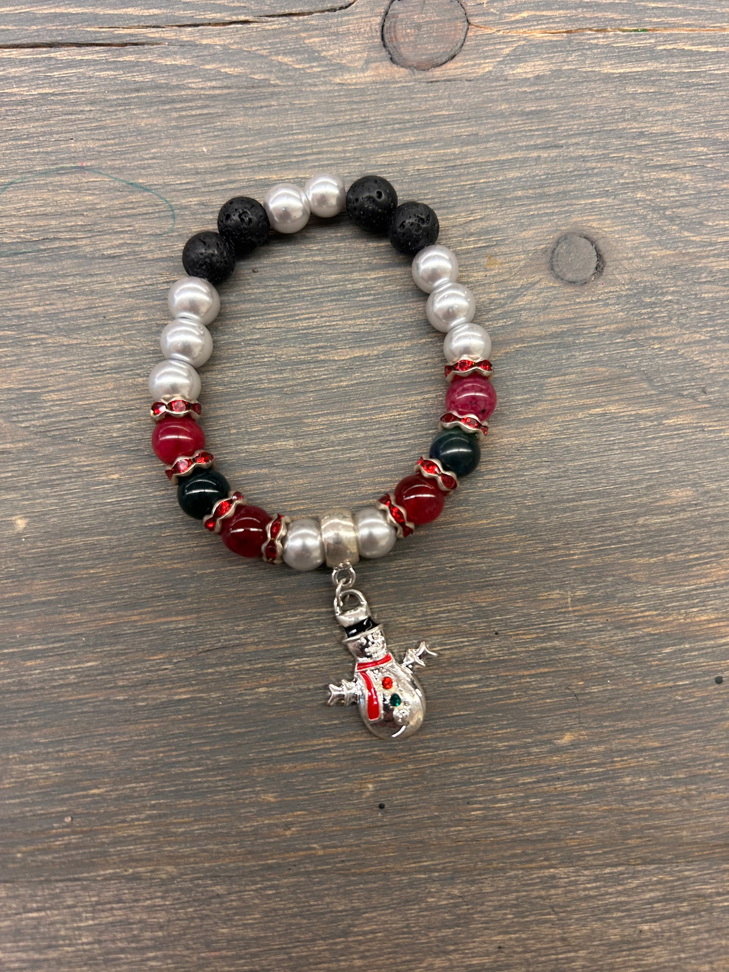 Red snowman gemstone bracelet