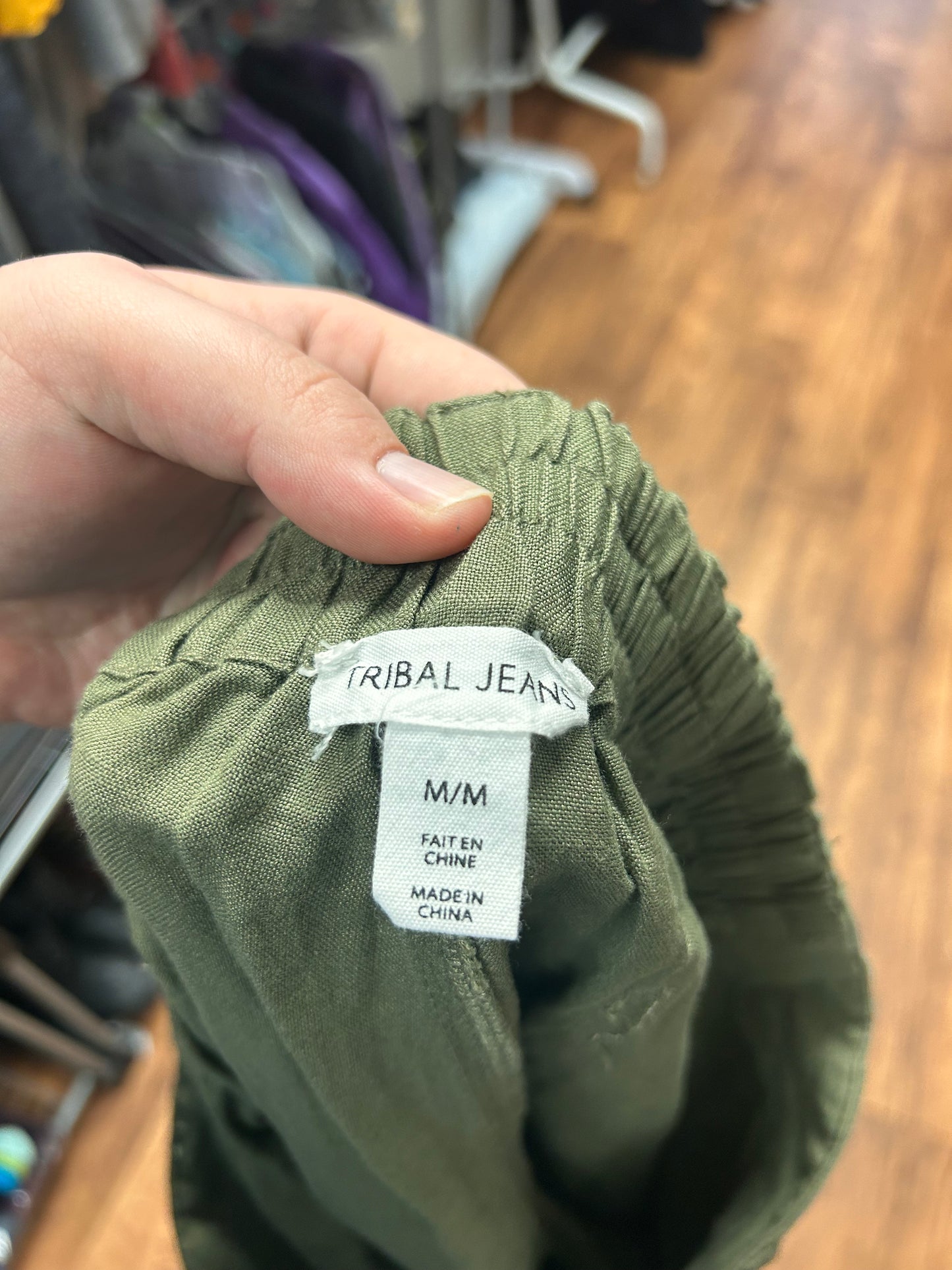 Tribal jeans medium green linen Pants