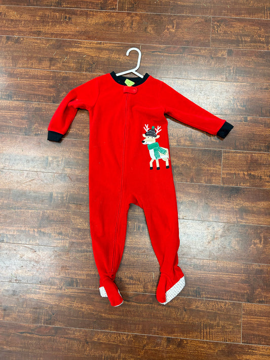 Carters 24m red reindeer fleece zip up sleeper