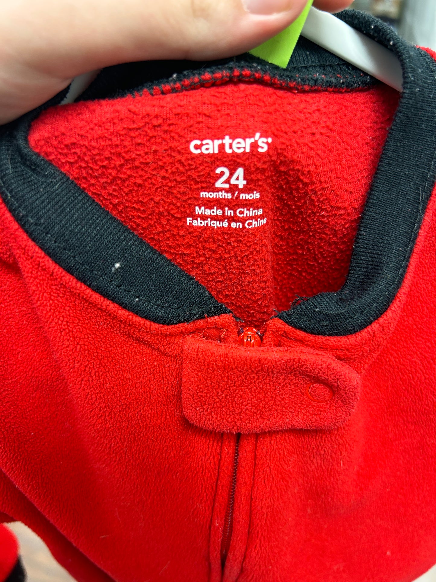 Carters 24m red reindeer fleece zip up sleeper