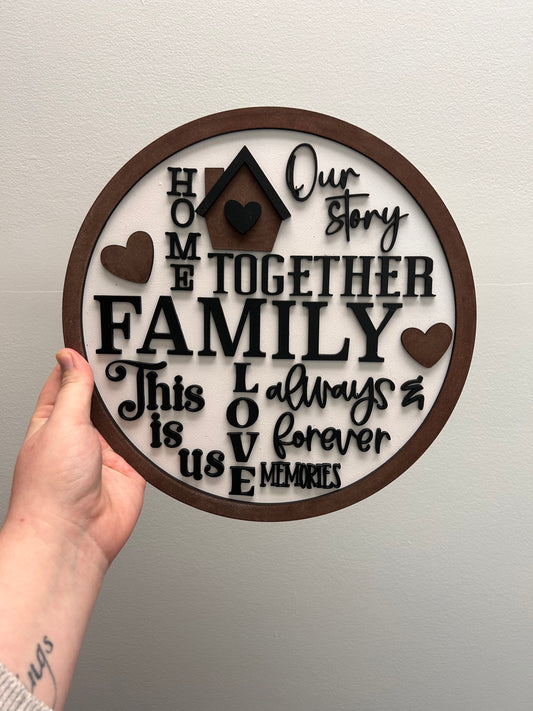 Wooden 3D family plaque