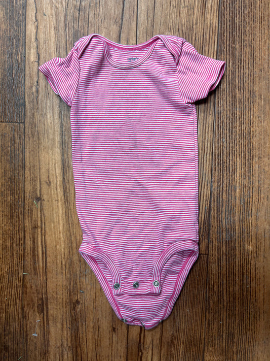 Carters 12m pink striped onesie