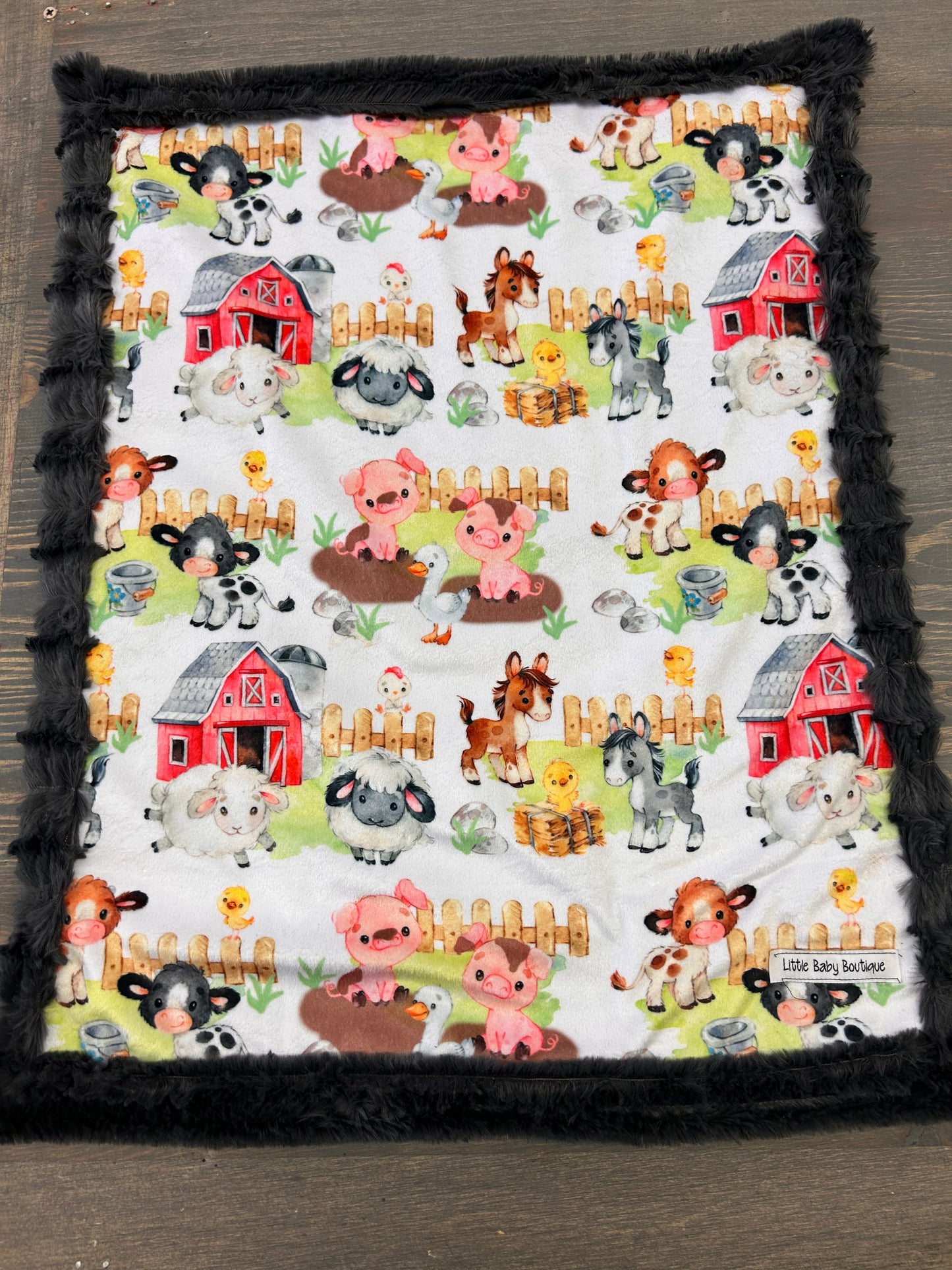 Farm print car seat minkey blanket