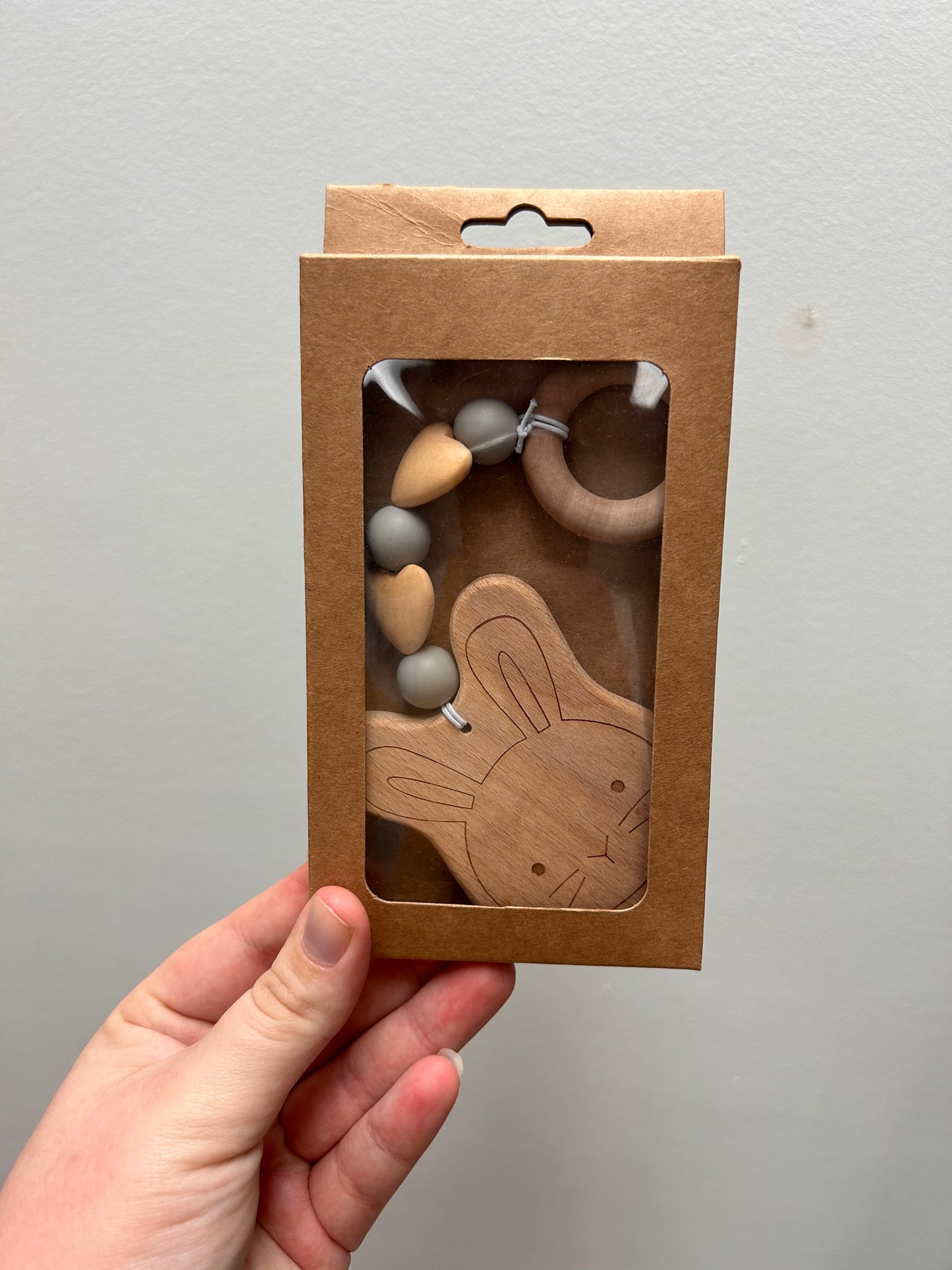 Wooden rabbit teether clip