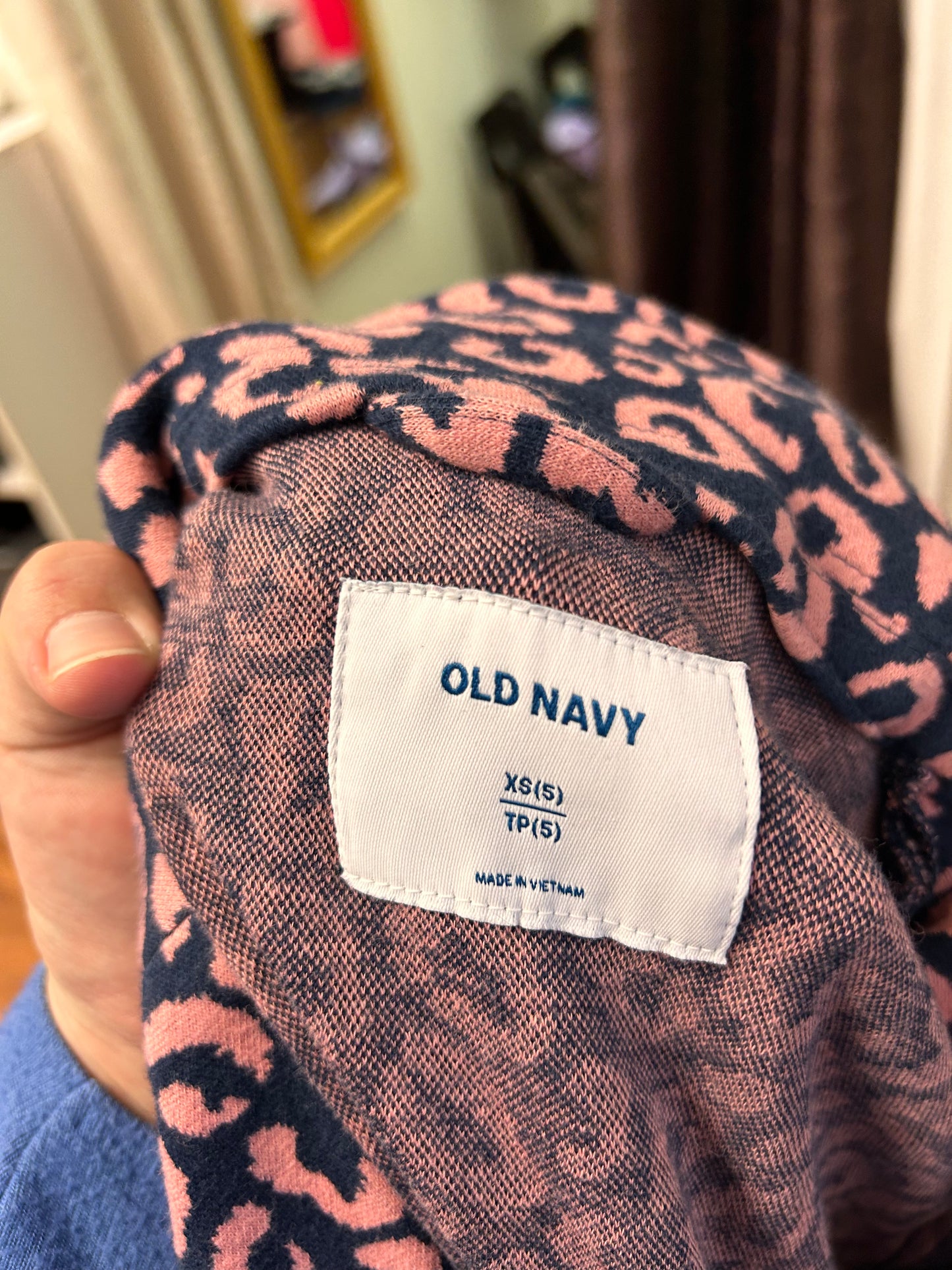 Old navy 5 blue & pink cheetah cardigan