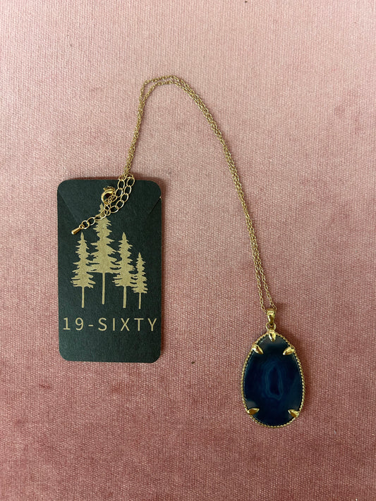 16” blue agate slice necklace