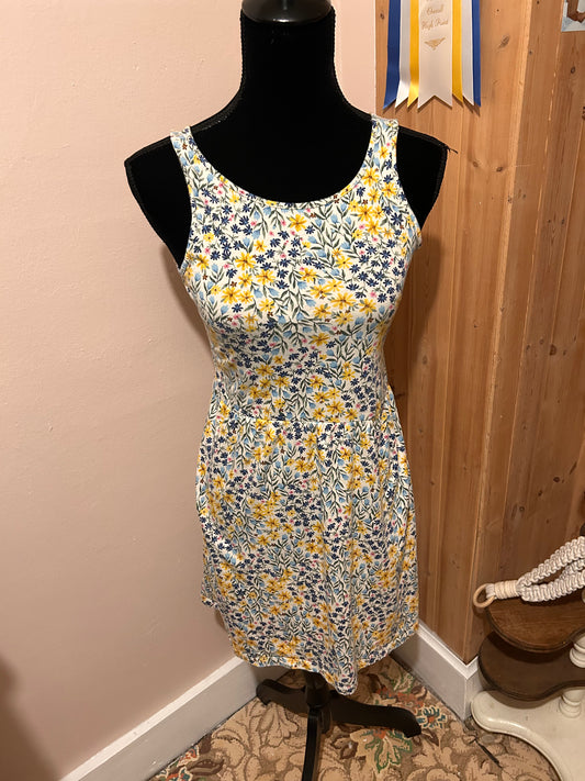 Old navy youth xl blue & yellow floral summer dress