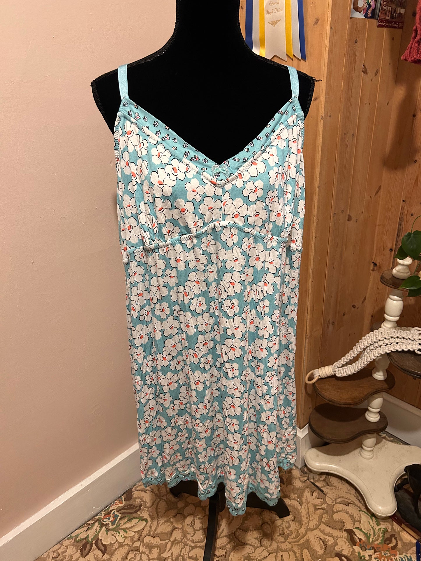 Deesse 3x blue floral slip dress