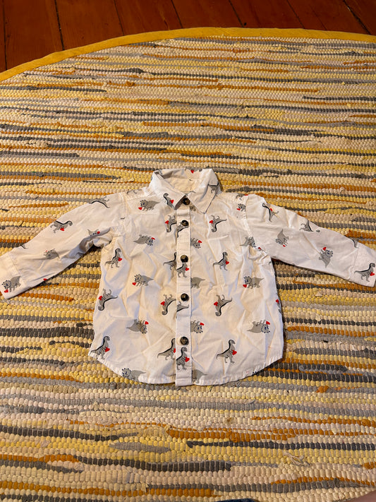 Old navy 6/12m white Dino long sleeve button up shirt