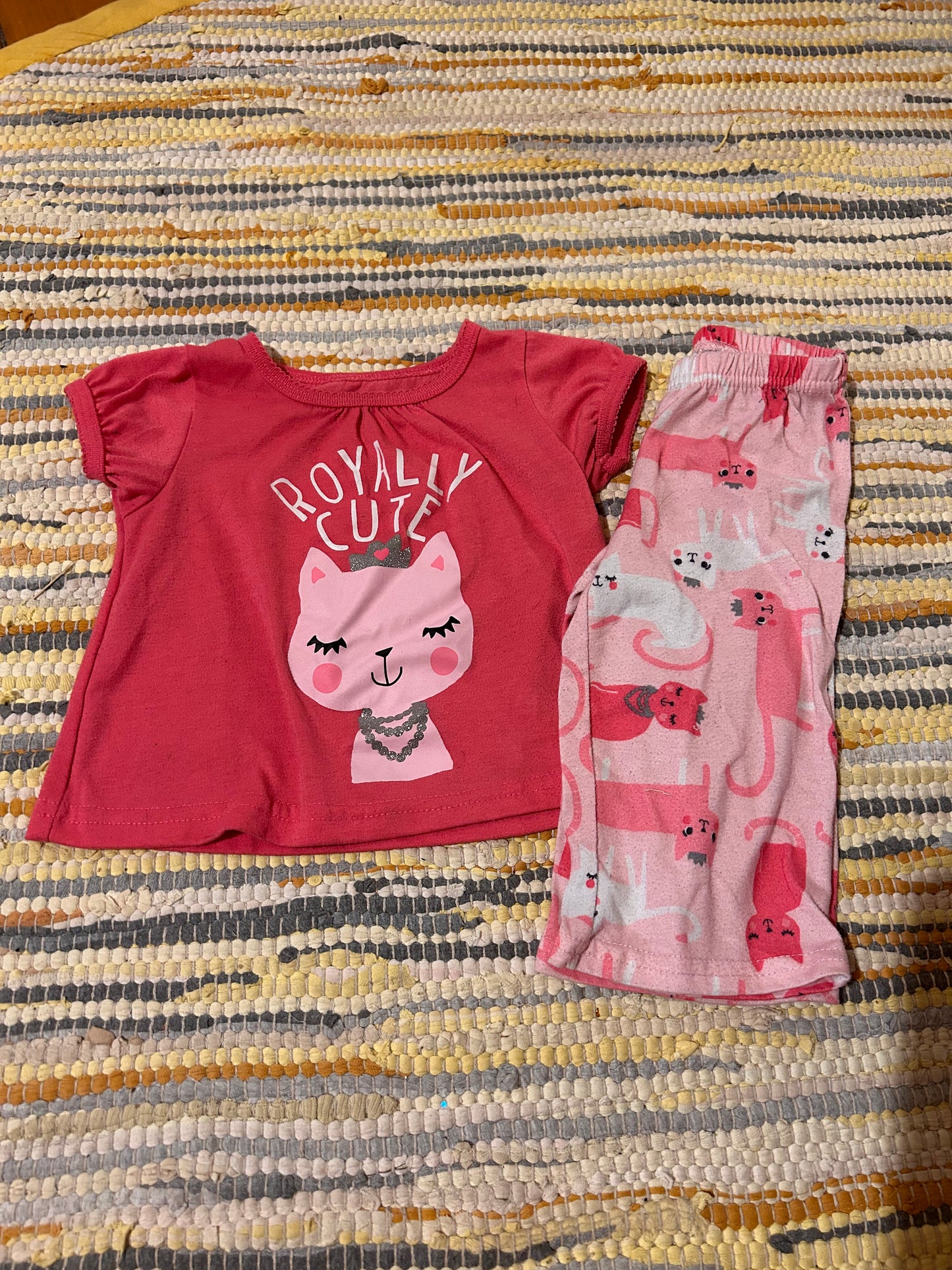 Carters 12m pink cat sleep set