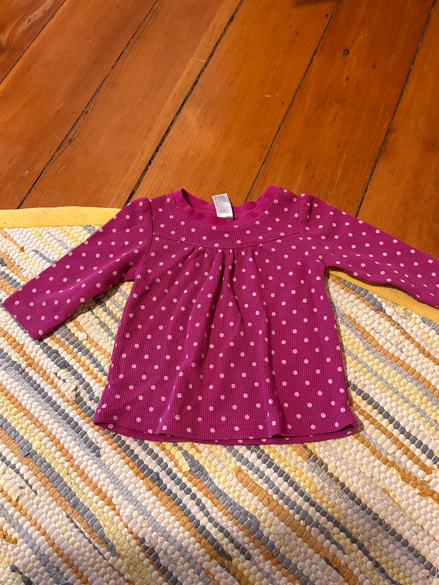 George 3/6m pink polka dot long sleeve top