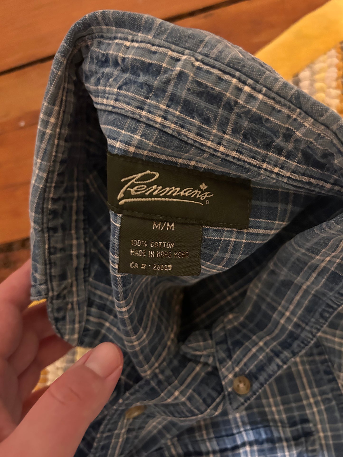 Penmans medium blue plaid denim long sleeve flannel