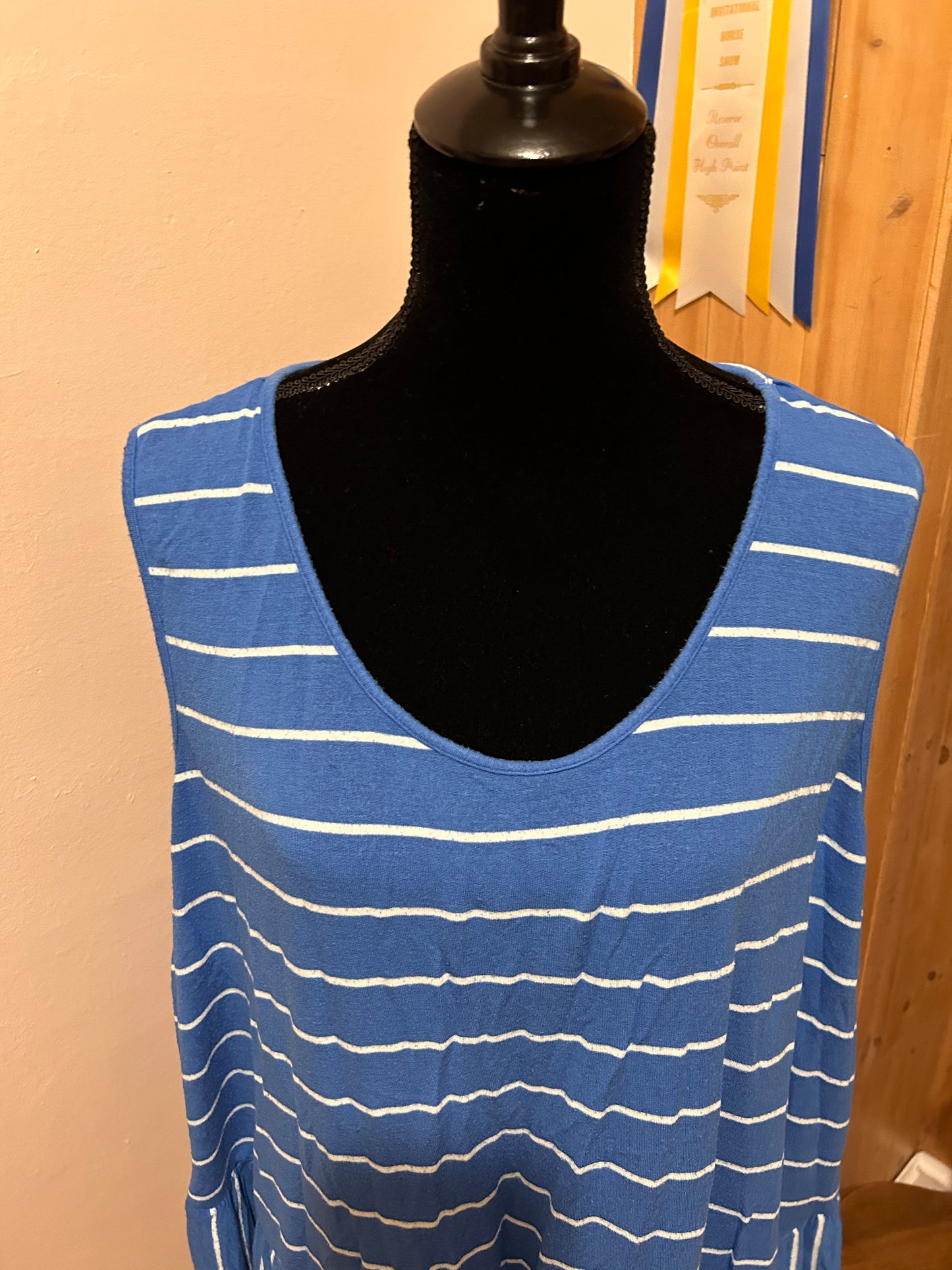 Ava & Viv 3x blue & white striped blouse