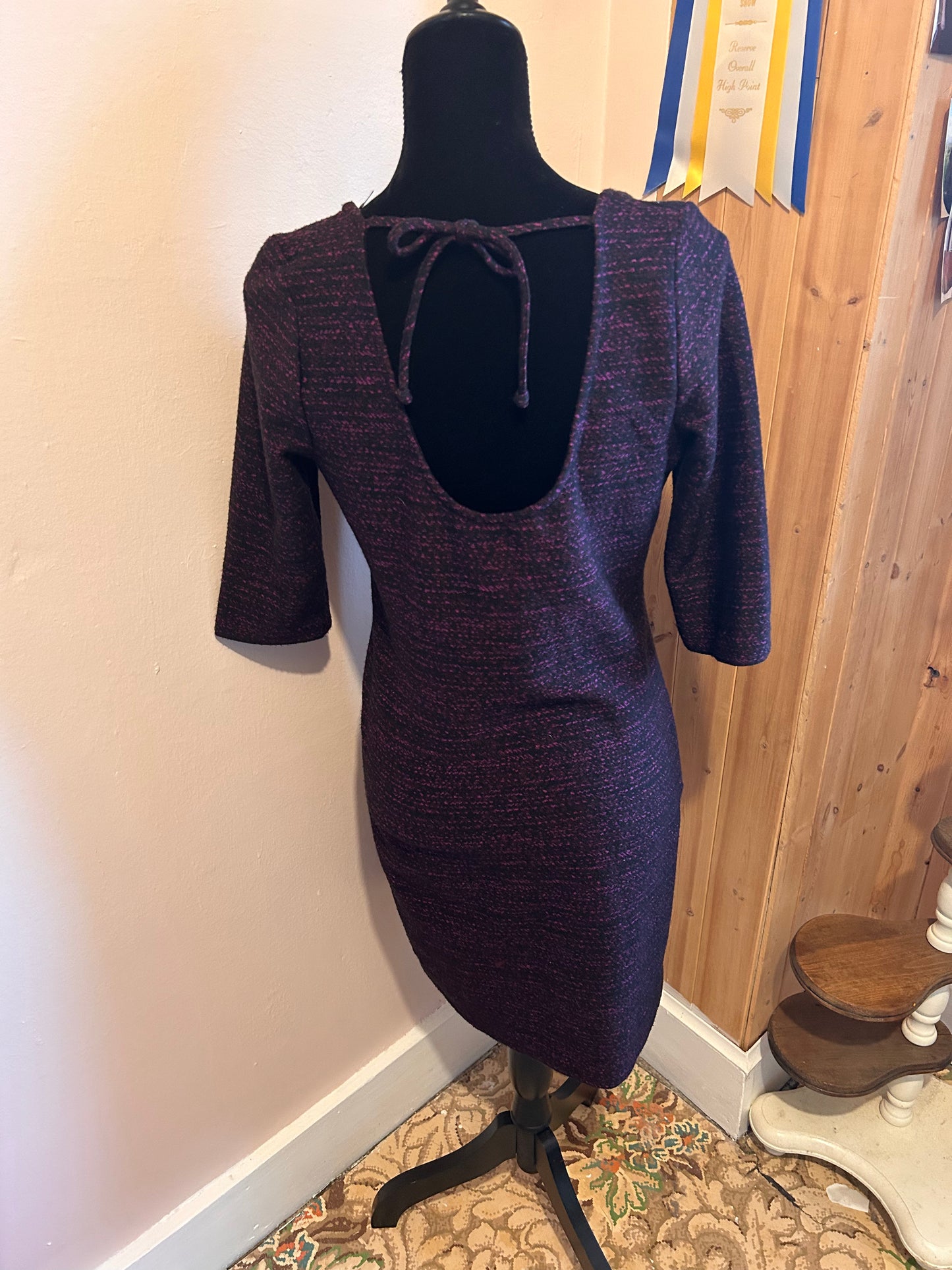 Le château dark purple round neck backless dress