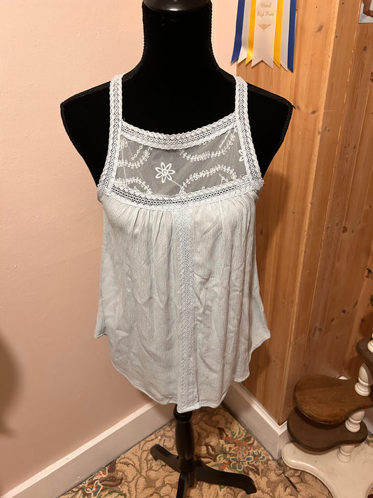 Maurcies small light blue lace tank blouse