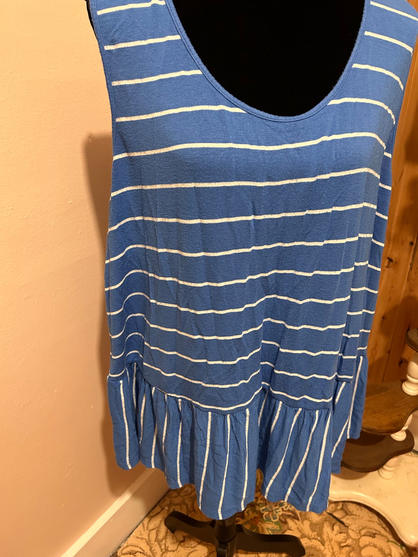 Ava & Viv 3x blue & white striped blouse