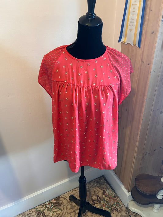 Gap pink & yellow floral short sleeve blouse